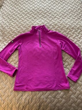 Descente Women’s Pink Magenta Half Zip Performance Top Size L Athletic Ski Golf